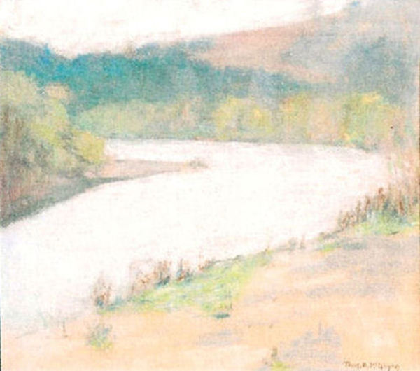 Thomas A. McGlynn - "Russian River" - Pastel on paper - 6 1/2" x 7 1/2" - Estate signature lower right
<br>Directly from the estate of Thomas A. McGlynn. Letter of Authenticity to accompany painting.