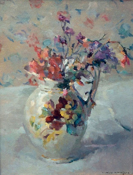 Armin C. Hansen, N.A. - "Old Fashioned Flowers" - Oil on canvasboard - 16" x 12"