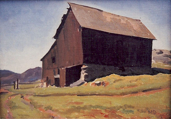 Maynard Dixon - "Hillbilly Barn" - Oil on canvasboard - 10" x 14" - Signed, located and dated lower right