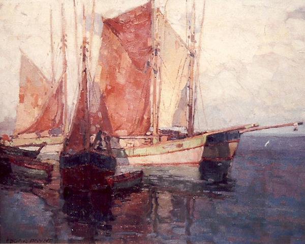 Edgar Alwin Payne - "Fishing Boats" Brittany - Oil on canvas - 28" x 34"
