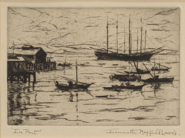 Jeannette Maxfield Lewis - "In Port" - Drypoint - 3 1/2" x 5" - Plate: Signed and dated lower left
<br>Titled lower left
<br>Signed lower right
<br>Edition: 44