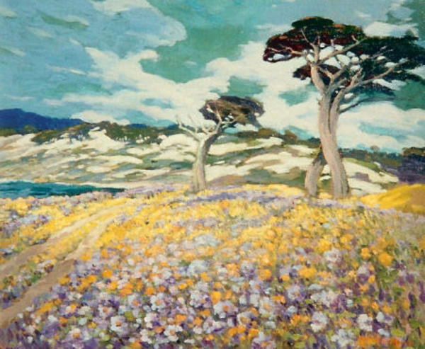 Mary DeNeale Morgan - "On The Drive - Blossom Time" - Oil on masonite - 25"x30"