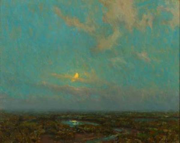 Granville Redmond - "Moonlit Marshland" - Oil on canvas - 16"x20"