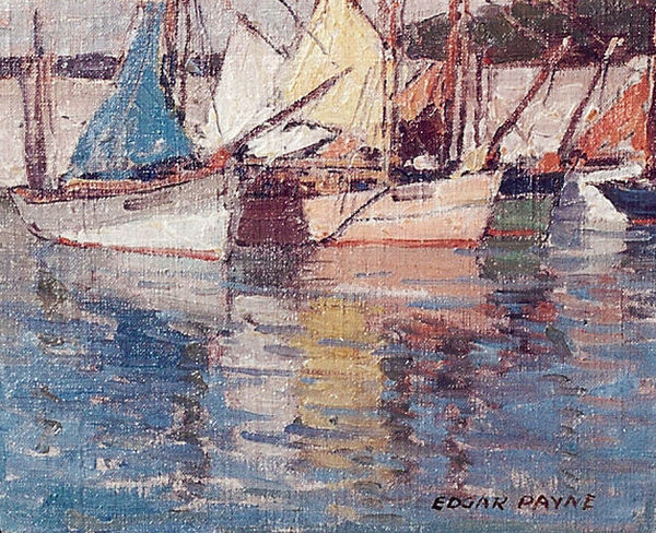 Edgar Alwin Payne - "Brittany Boats" - Oil on canvas/board - 9 1/2" x 11 3/4"