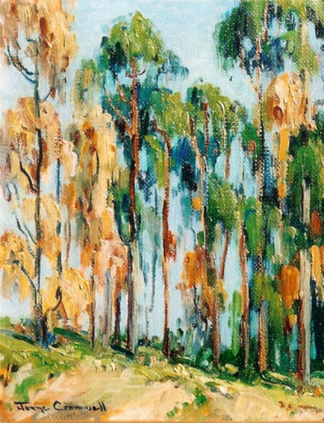 Joane Cromwell - "Eucalyptus Trees at Laguna Beach" - Oil on canvasboard - 10" x 8"