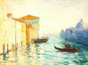 Lillie May Nicholson - "Venice Canal" - Oil on board - 10 1/2" x 13 1/2"