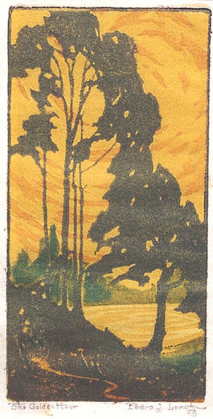 Pedro J. de Lemos - "The Golden Hour" - Color block print - 10.25" x 5.25"