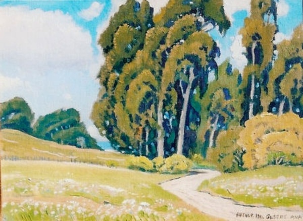 Arthur Hill Gilbert, A.N.A. - "Eucalyptus near Carmel" - Oil on canvasboard - 9" x 12"