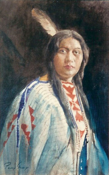 Percy Gray - "Indian Maiden" - Watercolor - 14" x 9 3/4"