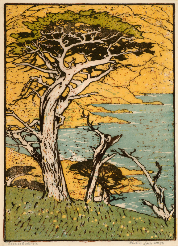 Pedro J. de Lemos - "Seaside Sentinels" - Color block print - 12.25" x 8.75"