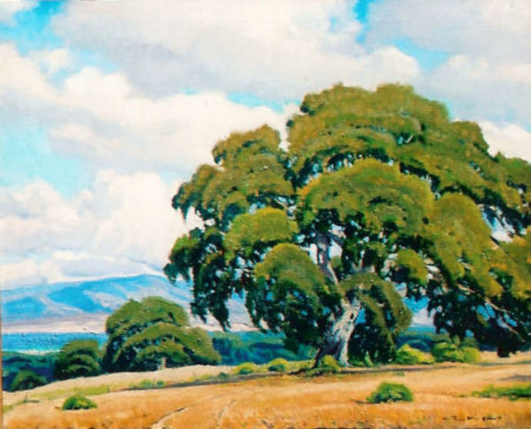 Arthur Hill Gilbert, A.N.A. - "Mesa Oaks - View of Monterey Bay" - Oil on canvas - 20" x24"