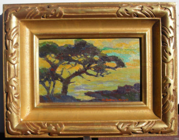 Mary DeNeale Morgan - "Cypress at Sunset" - Oil on canvasboard - 5 1/4" x 8 1/4"