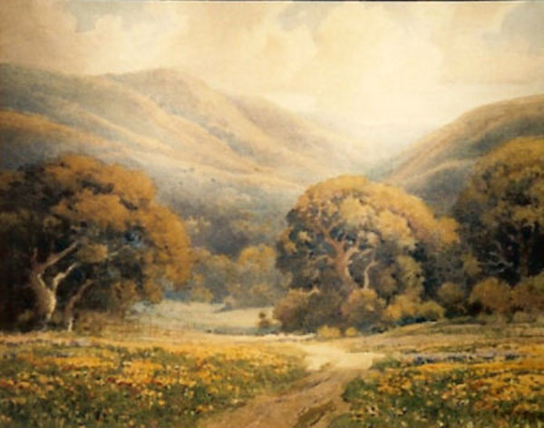 Percy Gray - "Springtime" -Carmel Valley- - Watercolor - 16" x 20"
