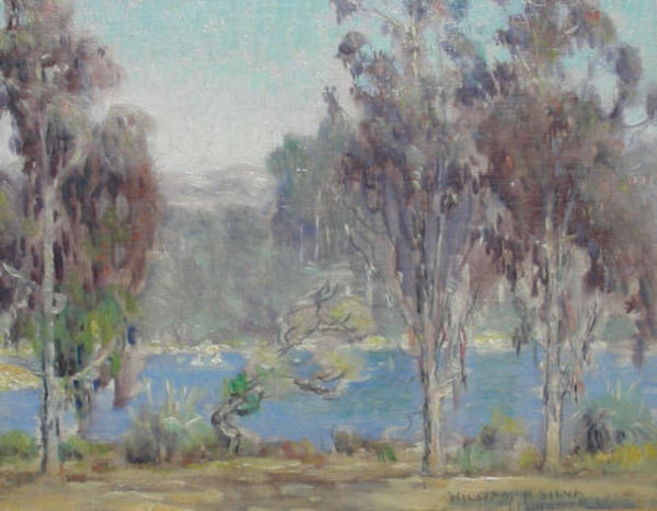 William Posey Silva - "Del Monte Lake" - Oil on canvas/board - 8" x 10" - Signed and titled lower right
<br>Signed and titled on reverse