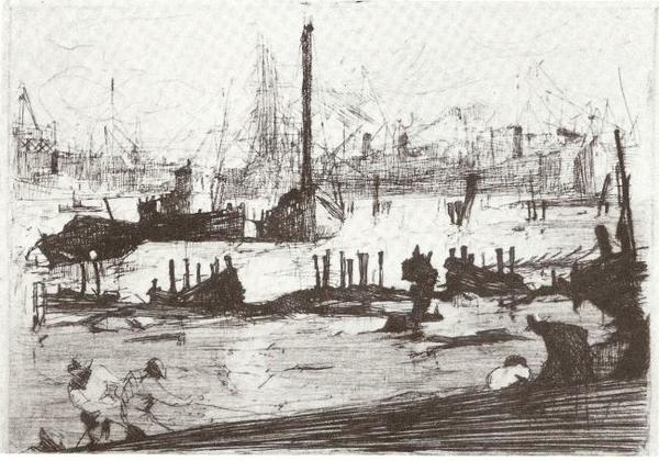 Armin C. Hansen, N.A. - "Oakland Estuary" - Etching - 4 7/8" x 6 7/8" - Plate: Initialed and dated, lower left: ACH '20 (faint)
<br>Titled lower left in pencil
<br>Signed lower right in pencil
<br>
<br>Illustrated:  'The Graphic Art of Armin C. Hansen-A Catalogue Raisonne' by Anthony  R. White/1986. Plate 36, page 48.