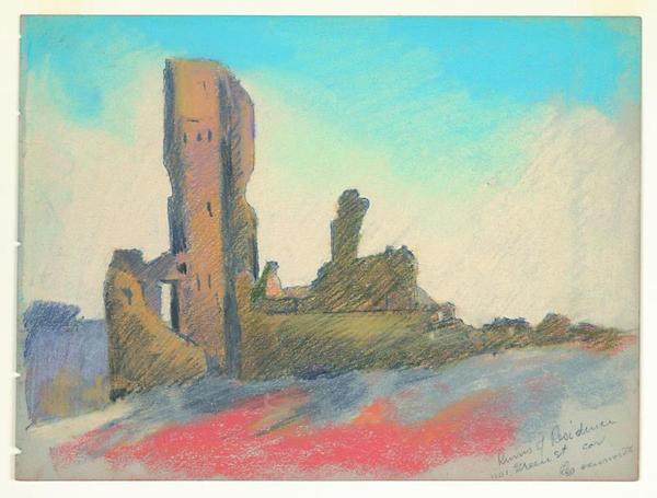 Mary DeNeale Morgan - Ruins of residence-1101 Green Street, corner Leavenworth - Mixed media - 8 3/4" x 11 3/4"