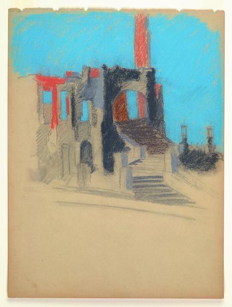 Mary DeNeale Morgan - Ruins of the 1906 San Francisco Earthquake and Fire - Mixed media - 11 3/4" x 8 3/4"