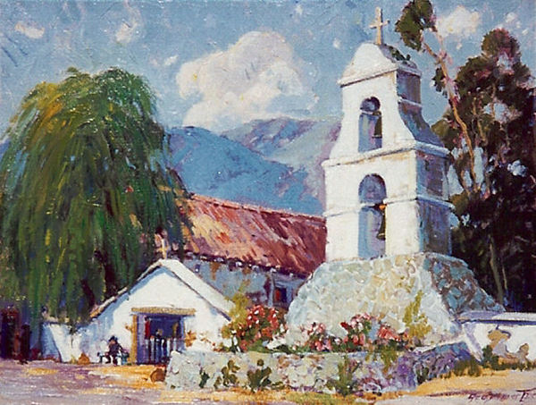 George Demont Otis - "Pala Mission" - Oil on canvas - 20" x 26"