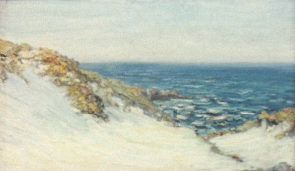 Lillie May Nicholson - "Flowering Dunes, Pacific Grove" - Oil on board - 10" x 16"