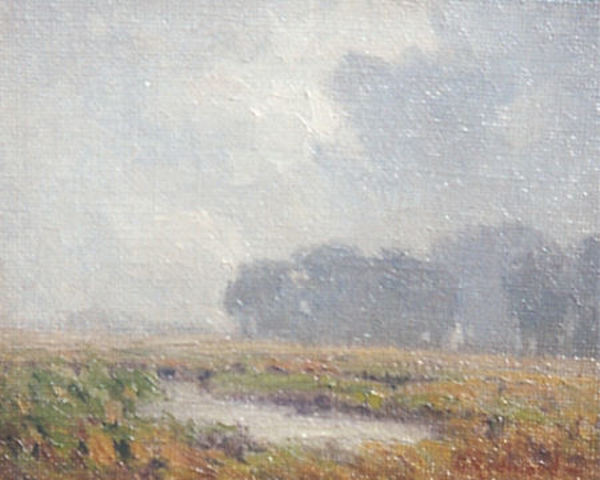 Granville Redmond - "Foggy Marshland" - Oil on canvas - 10" x 12" - Signed lower right
