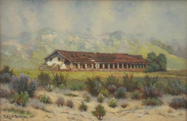 Edwin Deakin - "Mission La Purisima" - Oil on canvas - 8" x 12"