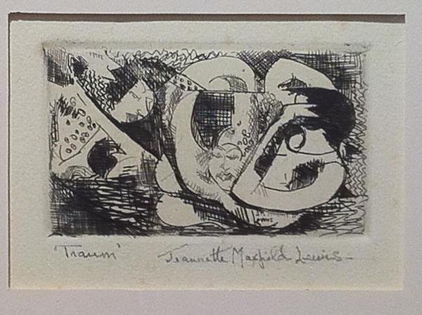 Jeannette Maxfield Lewis - "Traum" (Dream Illusion) - Etching - 1 1/2" x 2 1/2"