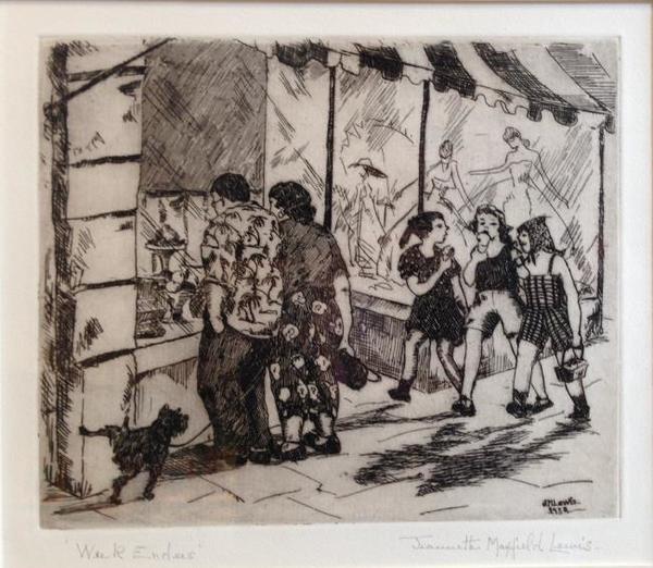 Jeannette Maxfield Lewis - "Week Enders" - Etching - 5 3/8" x 6 3/8"