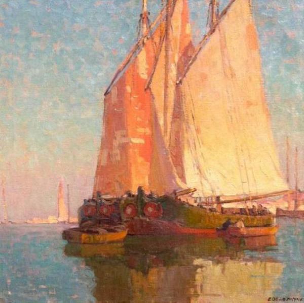 Edgar Alwin Payne - "Italian Boats, No. 10" - Oil on canvas - 29" x 29"