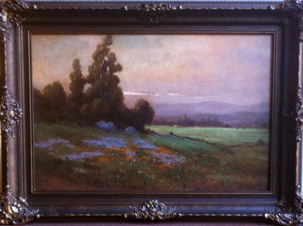 John C. Perry - "California Landscape with Wildflowers" - Oil on canvas - 20" x 30" - Signed lower right