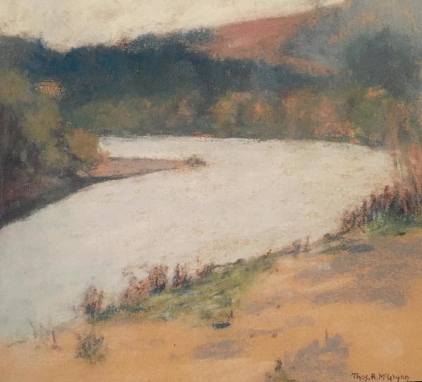 Thomas A. McGlynn - "Russian River" - Pastel on paper - 6 1/2" x 7 1/2" - Signed lower right
<br>Directly from the estate of Thomas A. McGlynn