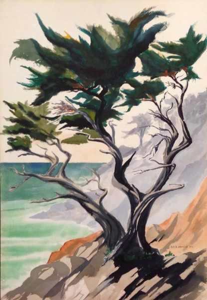S.F.B. Morse - "Cypress Point" - Watercolor - 37" x 25 1/2"