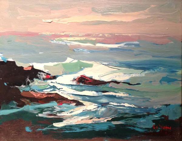 S.C. Yuan - "Low Tide" - Oil on board - 7" x 9"