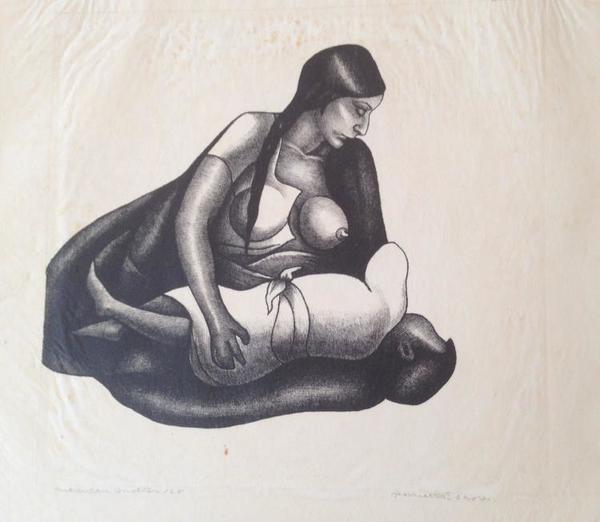 Henrietta Shore - "Mexican Mother" - Lithograph - 9" x 9 1/4"