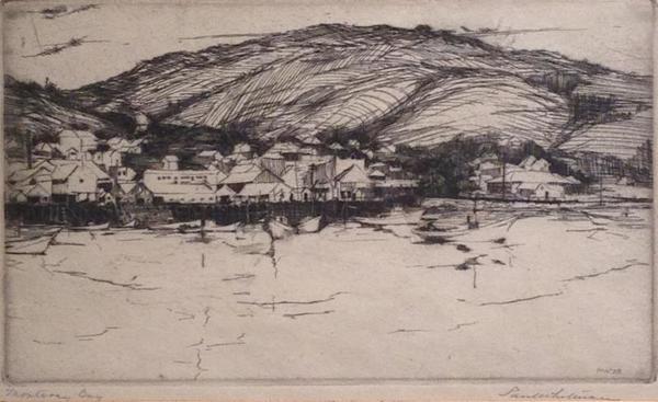 Paul Whitman - "Monterey Bay" Paul Whitman - "Monterey Bay" - Etching - 4 1/2" x 7 3/4" - Plate: Initialed and dated lower right
<br>Titled lower left in pencil
<br>Signed lower right in pencil