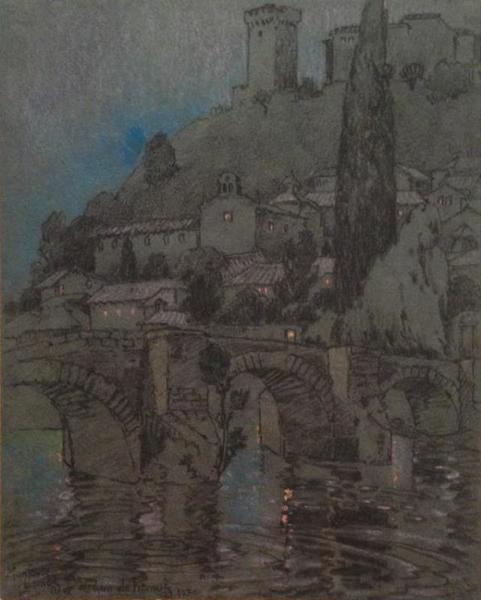 Pedro J. de Lemos - "Monforte de Lemos, Spain" - Pastel - 12.5" x 10" - Titled, signed and dated lower left