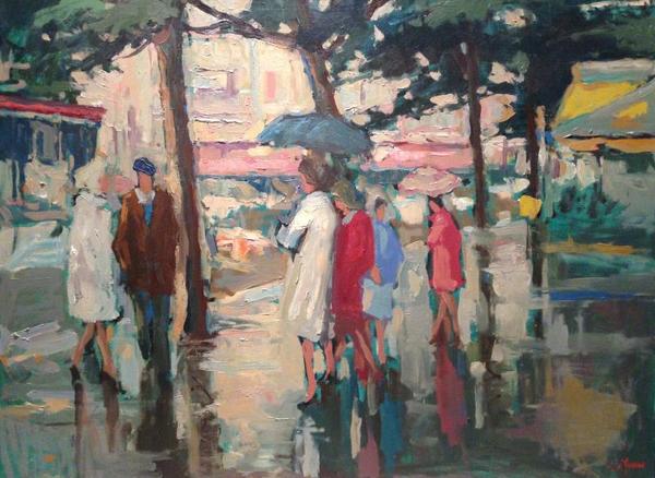 S.C. Yuan - "Rainy Day, Paris" - Oil on canvas - 30" x 40"
