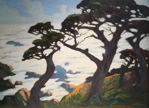 Mary DeNeale Morgan - "Cypress by the Sea" - Oil on masonite - 18" x 24"