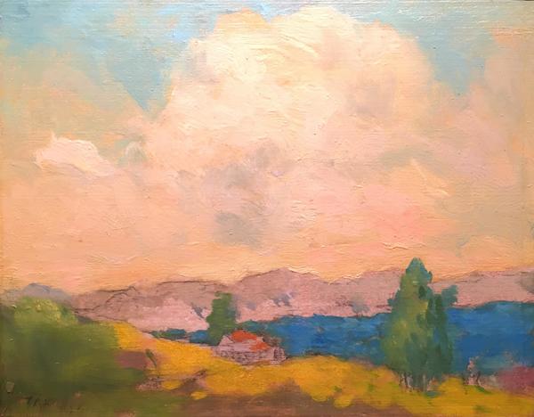 Thomas A. McGlynn - "House by the Bay" - Oil on board - 7 1/2" x 9 1/4"