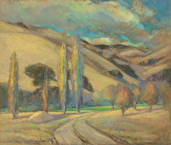 Catherine Comstock Seideneck - "Road through the Orchards" - Oil/masonite - 27 1/2" x 32 1/2" - Signed lower right
<br>
<br>~An accomplished artisan and teacher ~
<br>Equally skilled as a painter of oil, watercolor, pastel, and oil wash