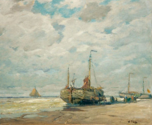 William Ritschel, N.A. - "Katywck" - Holland - Oil on masonite - 29 3/4" x 36"