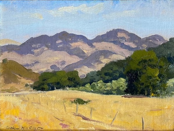 Arthur Hill Gilbert, A.N.A. - "Carmel Valley" Arthur Hill Gilbert, A.N.A. - "Carmel Valley" - Oil on canvasboard - 6" x 8" - Signed lower left
<br>Titled on reverse