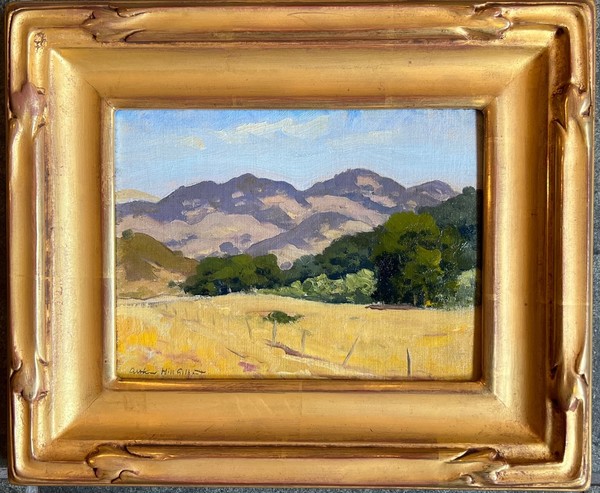 Arthur Hill Gilbert, A.N.A. - "Carmel Valley" Arthur Hill Gilbert, A.N.A. - "Carmel Valley" - Oil on canvasboard - 6" x 8" - Signed lower left
<br>Titled on reverse