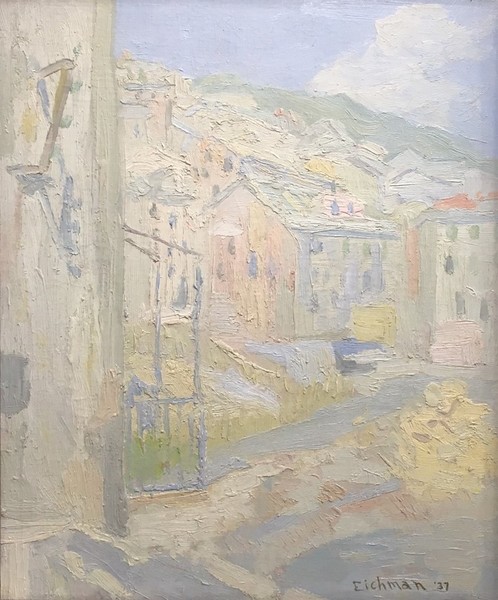 Bernard Von Eichman - "Chinatown" - Oil on canvas - 22 1/4" x 18 1/4" - Signed and dated lower right
