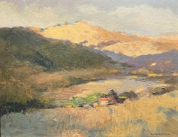 Thomas A. McGlynn - "Coast Range Homestead" - Oil on board - 16" x 20" - Estate signature lower right<br>Titled and signed on reverse<br>Directly from the estate of Thomas A. McGlynn