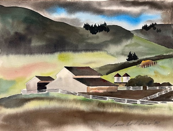 Samuel Bolton Colburn - "Fish Ranch" Samuel Bolton Colburn - "Fish Ranch" - Watercolor - 11 3/4" x 15 1/2" - Signed and dated lower right
<br>Titled on reverse