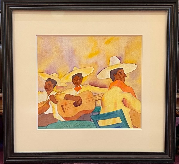 Samuel  Bolton Colburn - "Mexican Street Singers" - Watercolor - 10 1/2" x 11 1/2" - Signed and dated lower left
<br>
<br>Reproduced in OLLI@CSUMB/Spring Catalogue-2019, page 30.