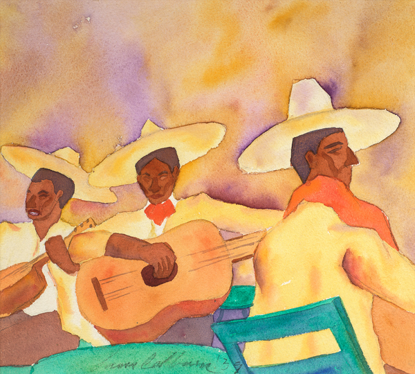 Samuel  Bolton Colburn - "Mexican Street Singers" - Watercolor - 10 1/2" x 11 1/2" - Signed and dated lower left
<br>
<br>Reproduced in OLLI@CSUMB/Spring Catalogue-2019, page 30.