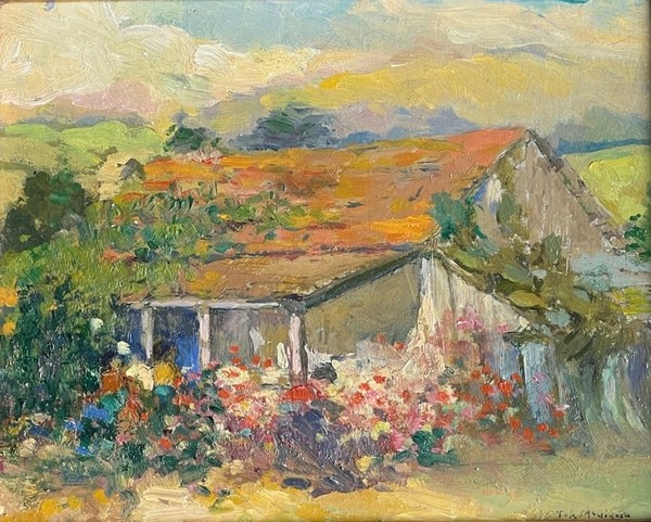 Thomas A. McGlynn - "Working in the Garden" - Oil on wood panel - 8" x 10" - Signed lower right