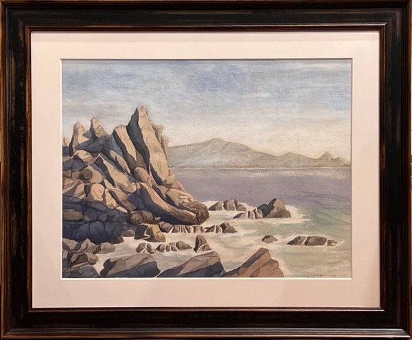 S.F.B. Morse - "View towards Carmel Bay from Pebble Beach" - Watercolor - 17" x 22 1/2" sight size - Signed and dated lower right