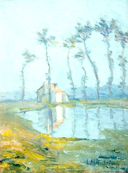 Lillie May Nicholson - "Country Home" -Northern France- - Oil on panel - 13 3/4" x 10 1/2"